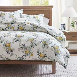 Pottery Barn Monique Lhuillier Positano Percale White Floral King Comforter